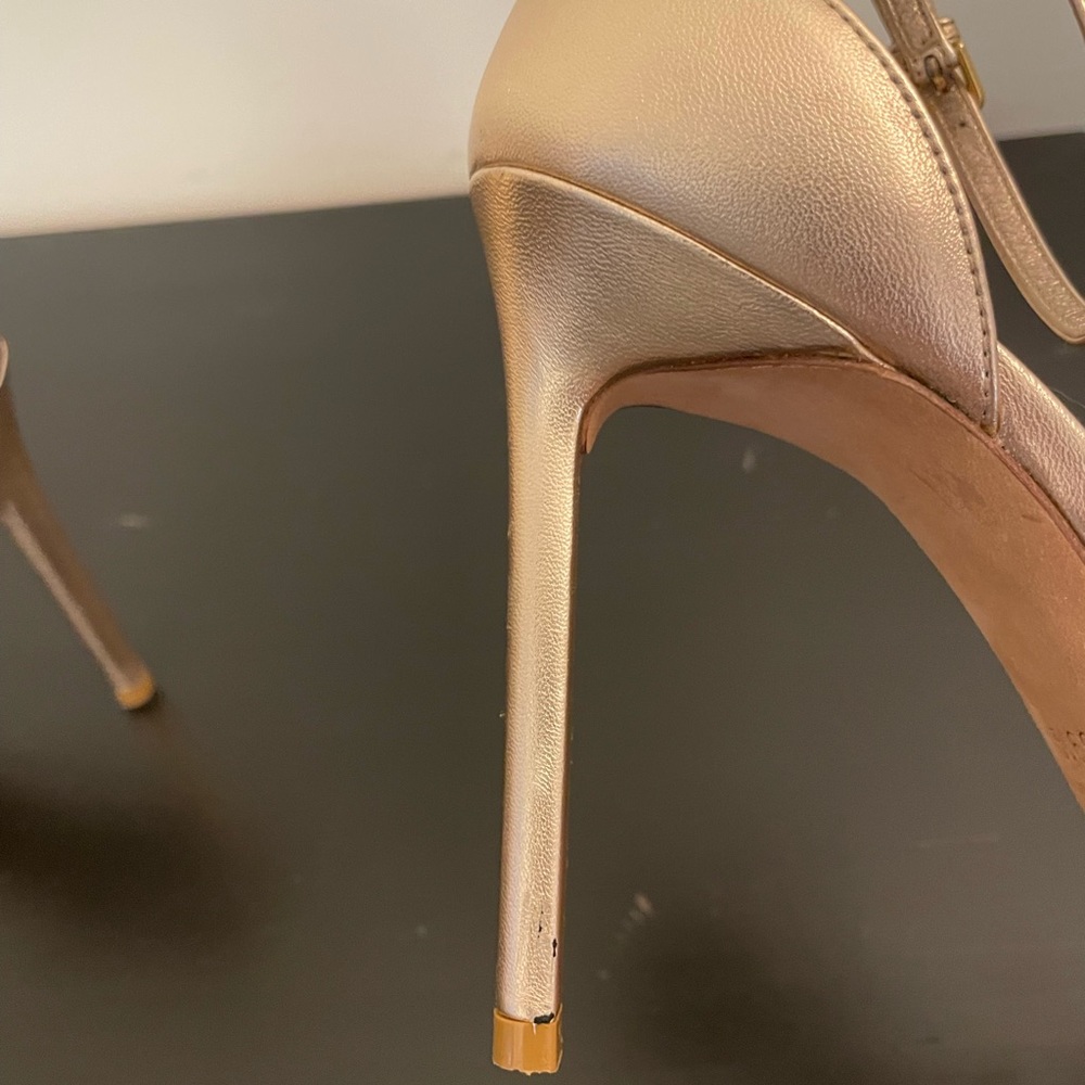 YSL Yves Saint Laurent Metallic Rose Gold Leather Amber Sandals Size 39.5 - Picture 16 of 16